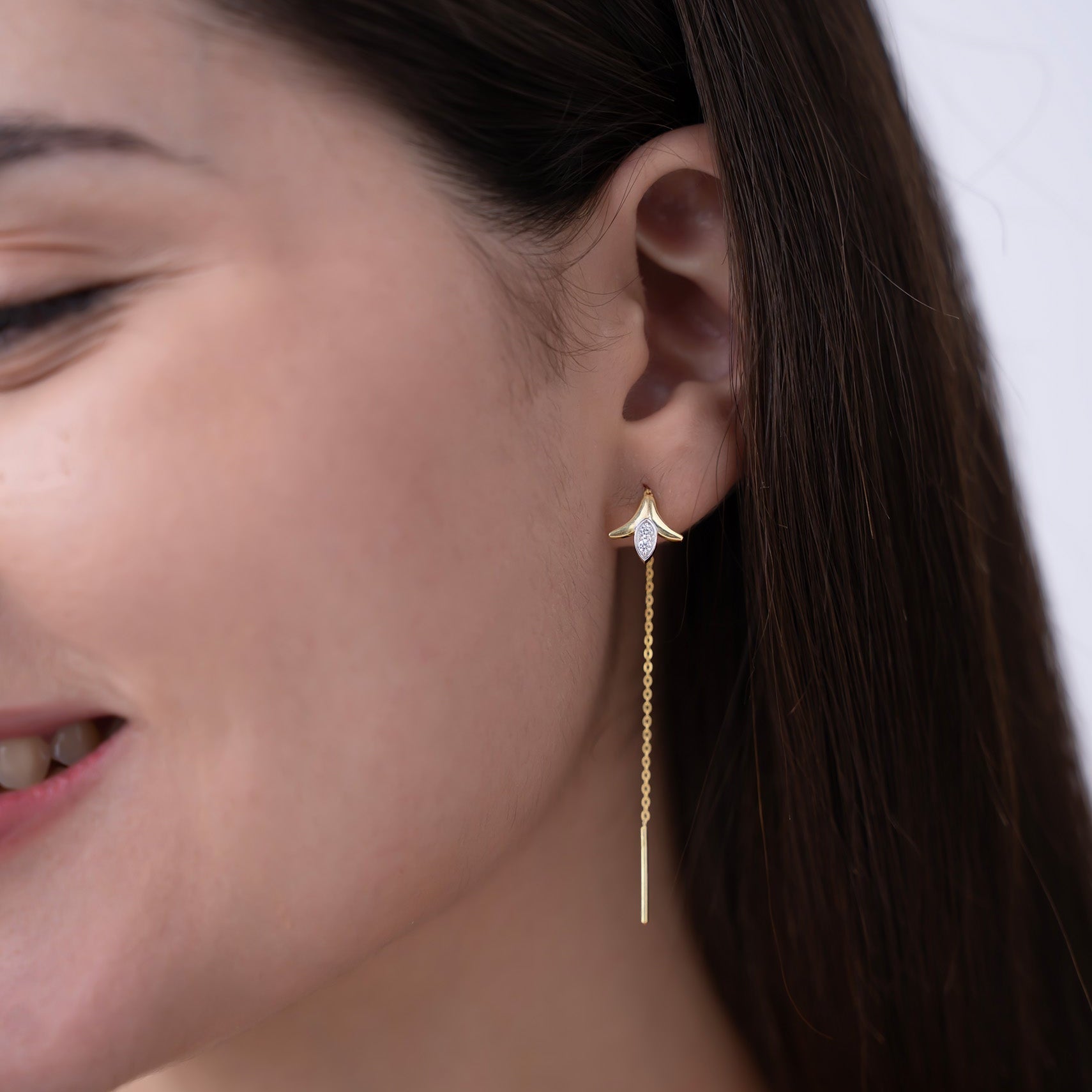 Petal Drop Threader Earrings