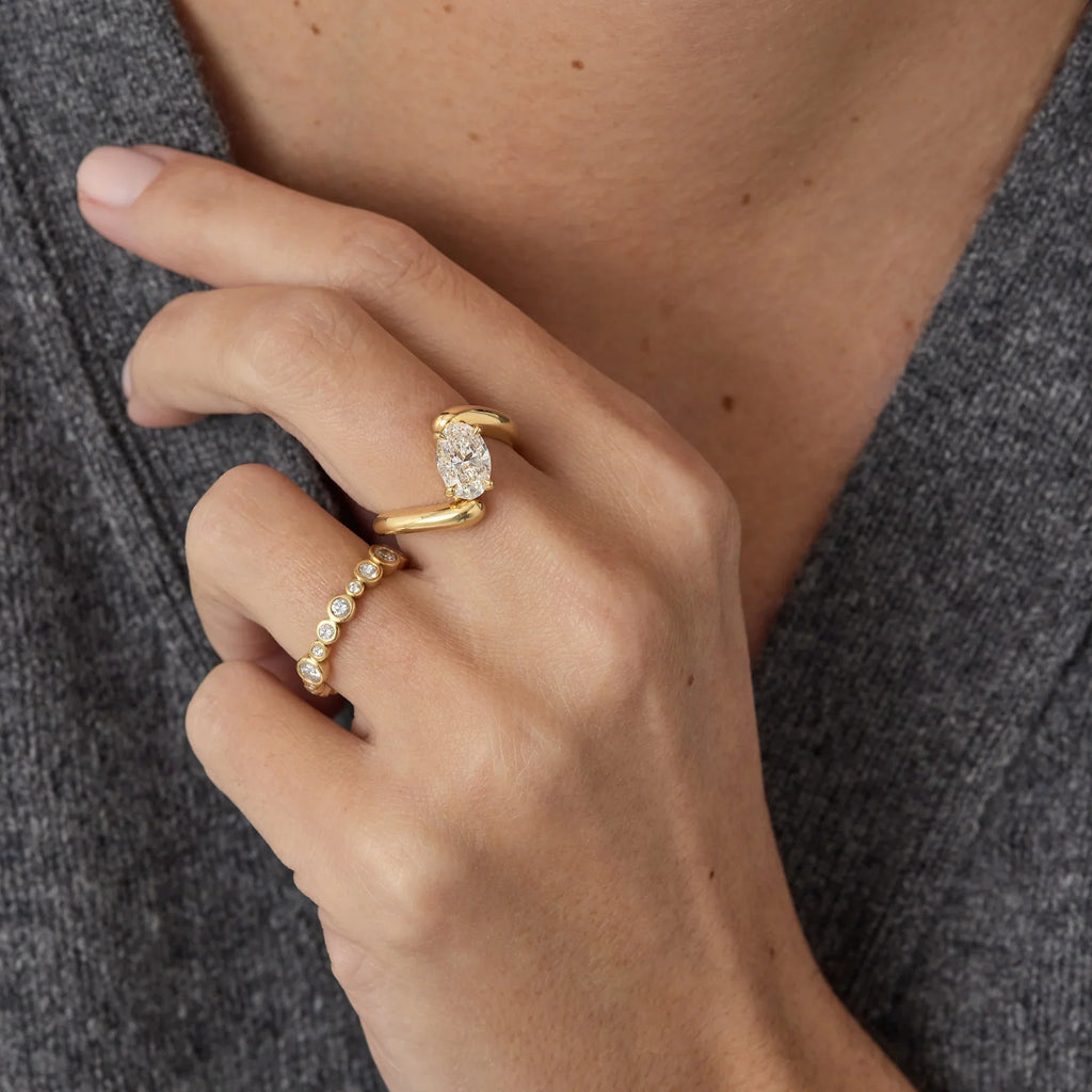 18K Gold Vermeil Diamond Bubble Ring