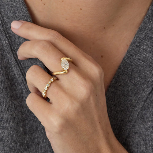 18K Gold Vermeil Diamond Bubble Ring