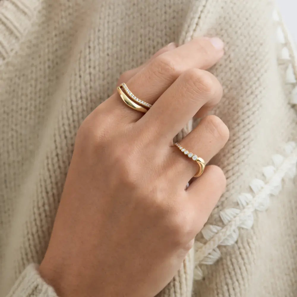 Sparkling Open Curve Ring