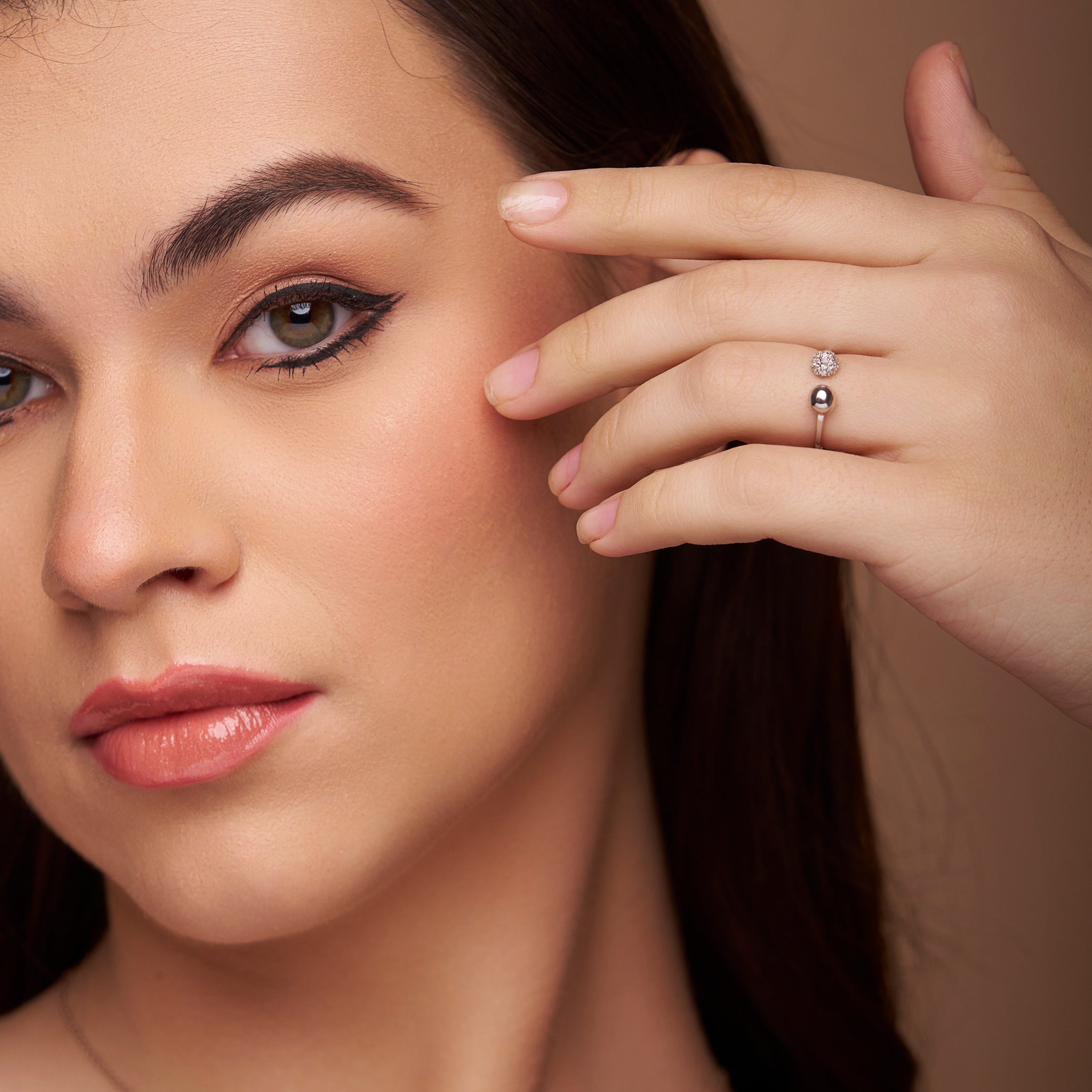 Fancy Diamond Ball Open Ring