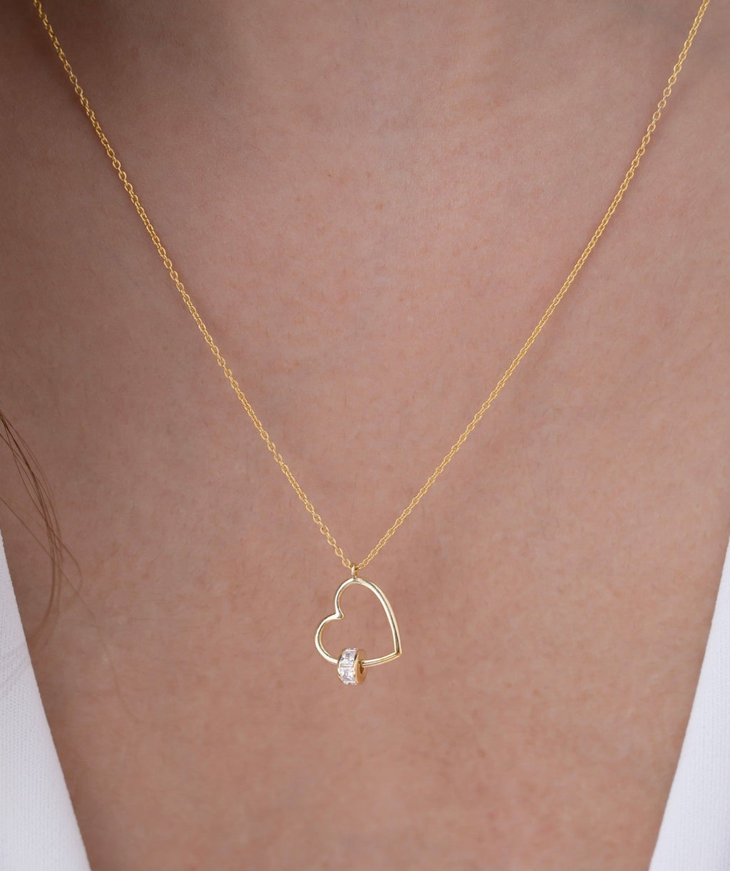 Floating Heart Diamond Necklace