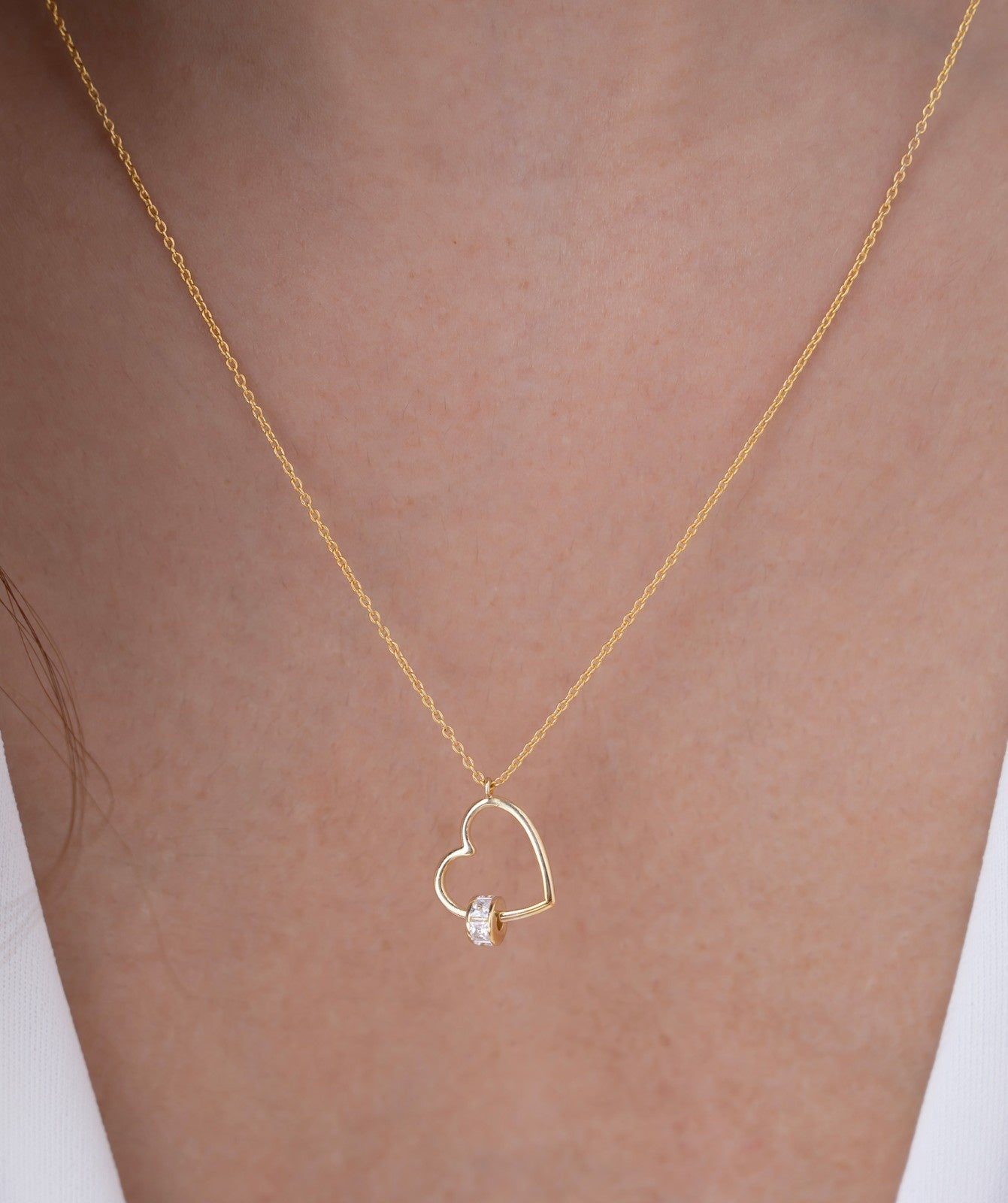 Floating Heart Diamond Necklace