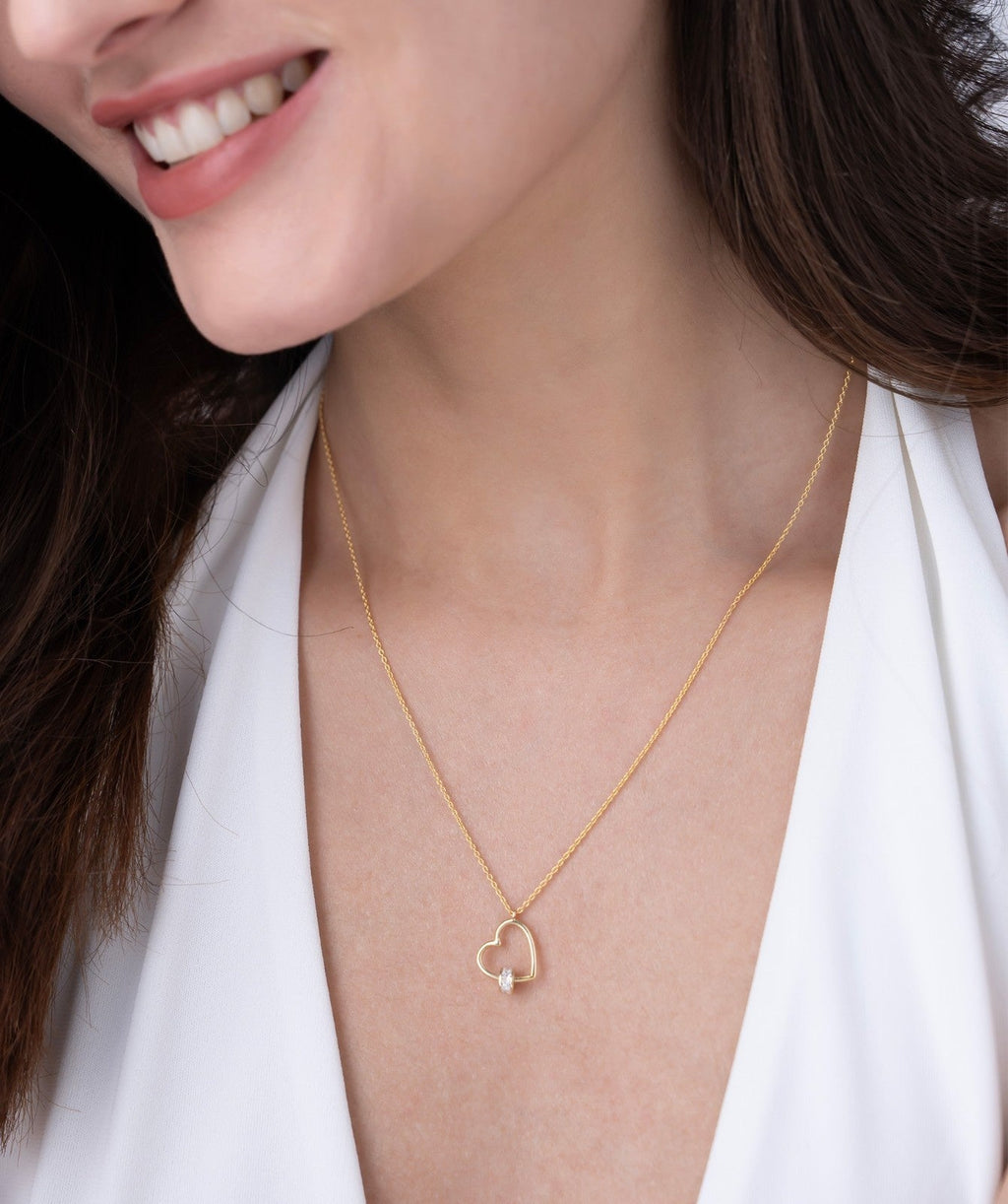 Floating Heart Diamond Necklace