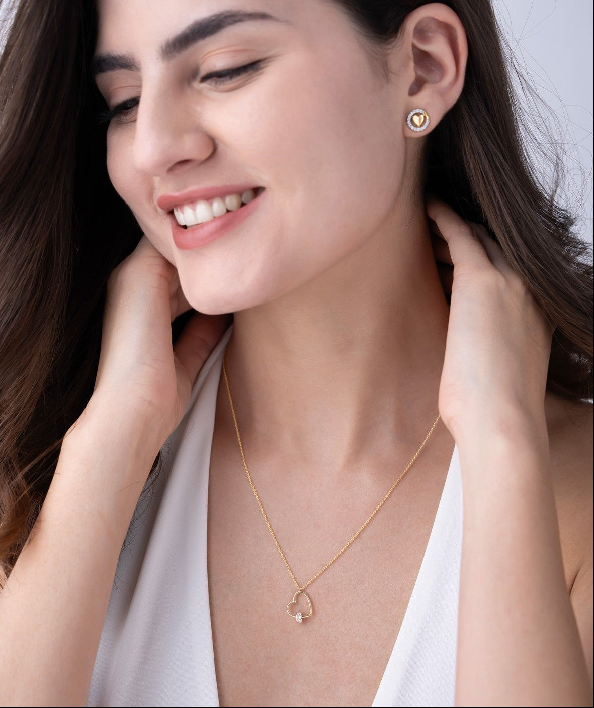 Floating Heart Diamond Necklace