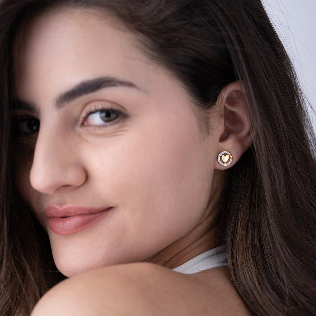 Heart Halo Stud Earrings
