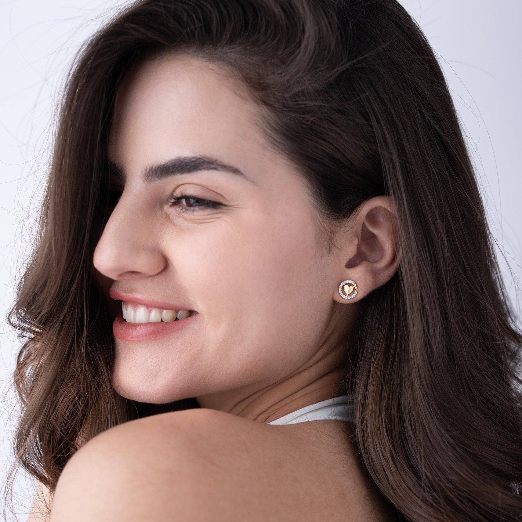 Heart Halo Stud Earrings