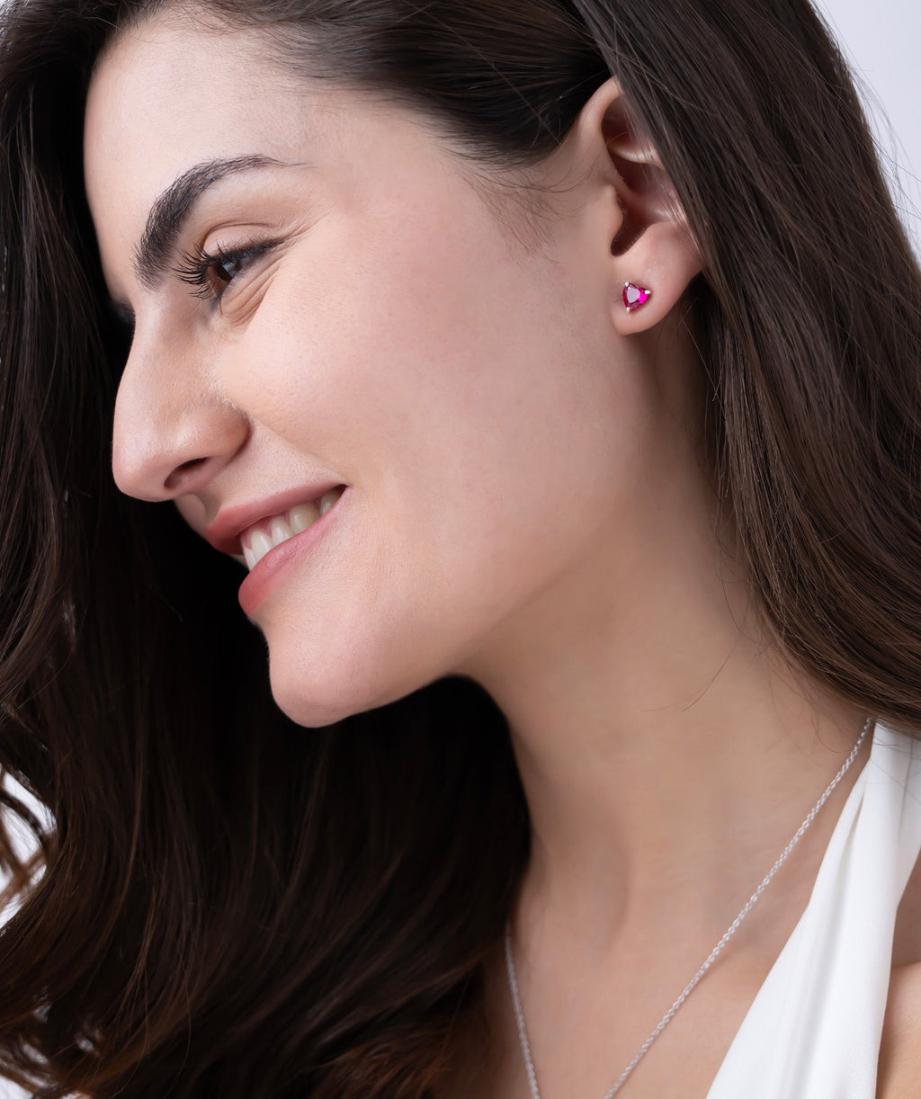 18K Gold Vermeil Heart Diamond Studs