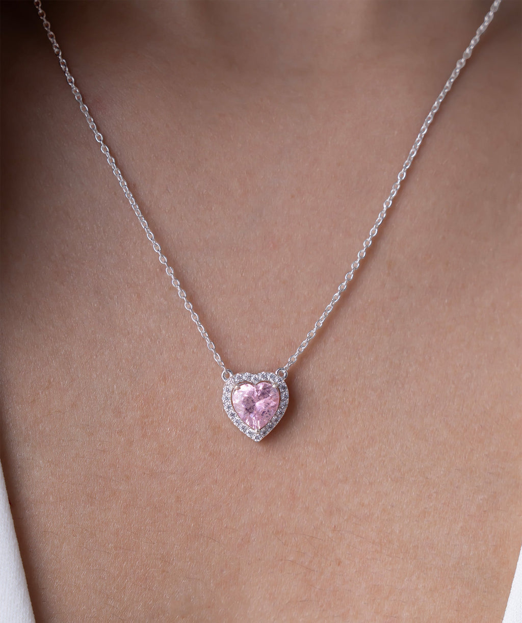 Halo Setting Heart Necklace