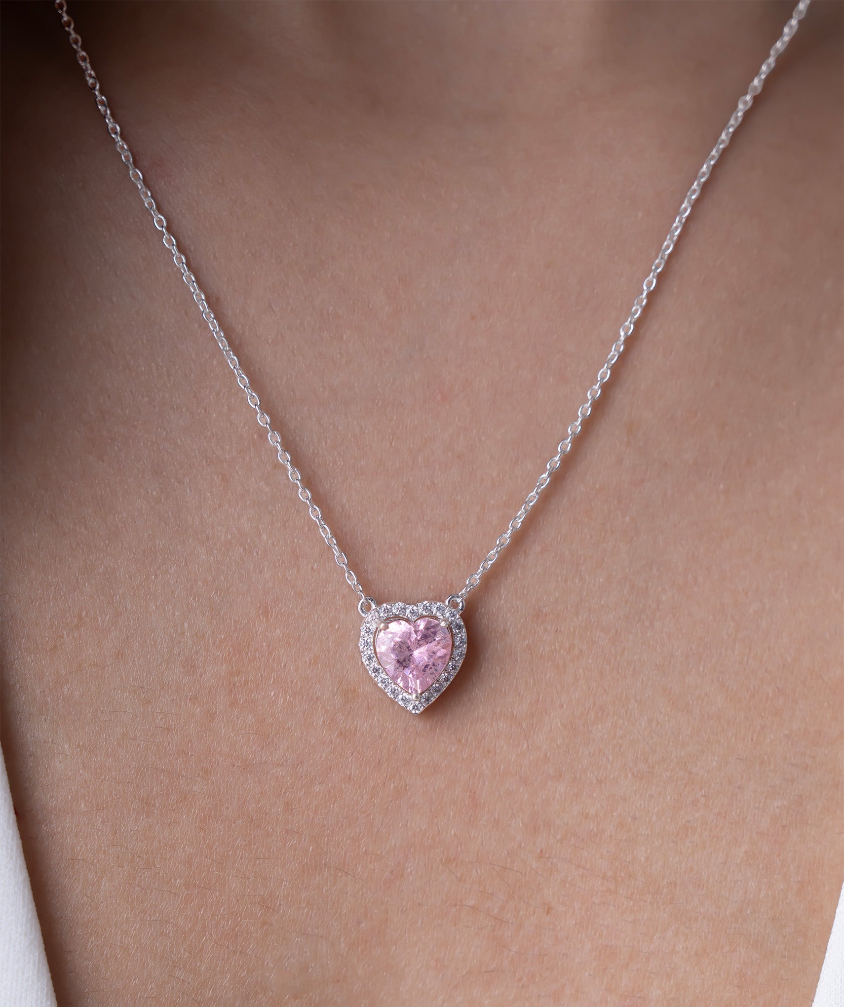 Halo Setting Heart Necklace