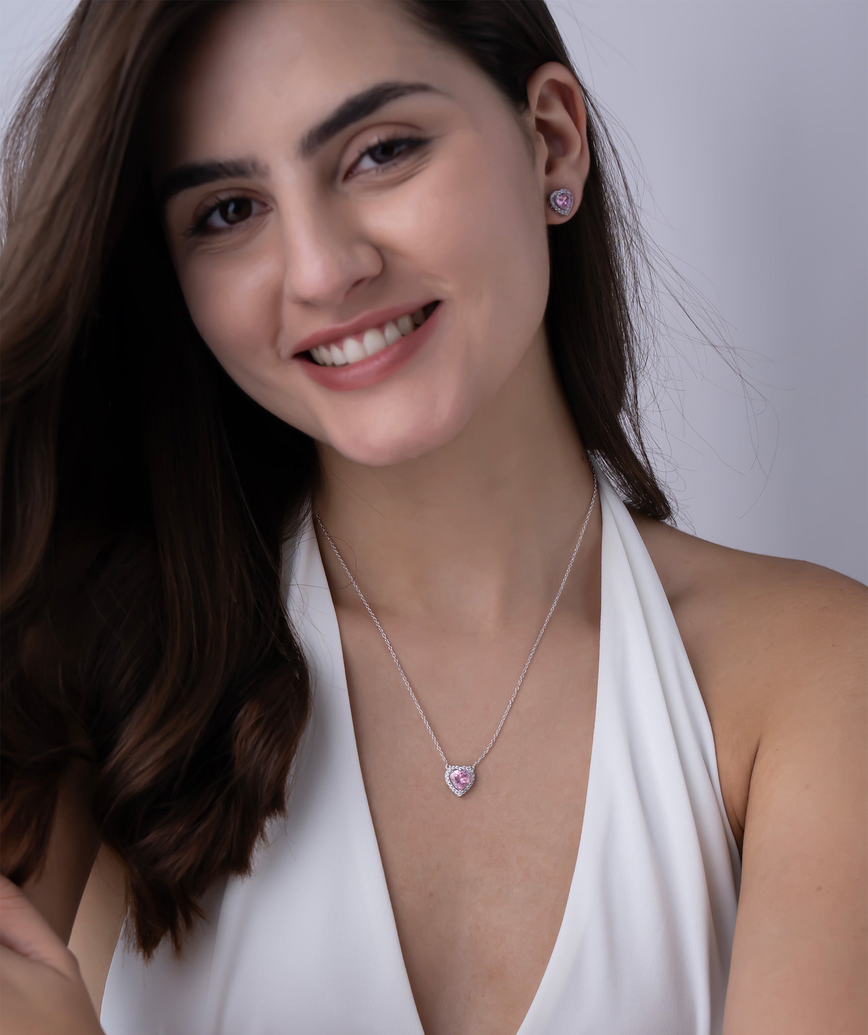 Halo Setting Heart Necklace