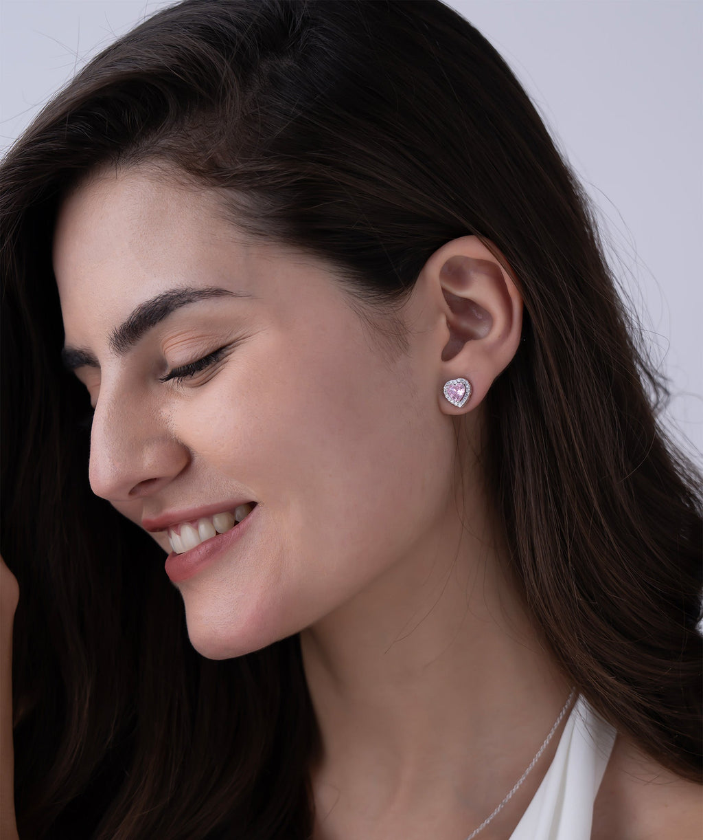 Pink Heart Halo Earrings