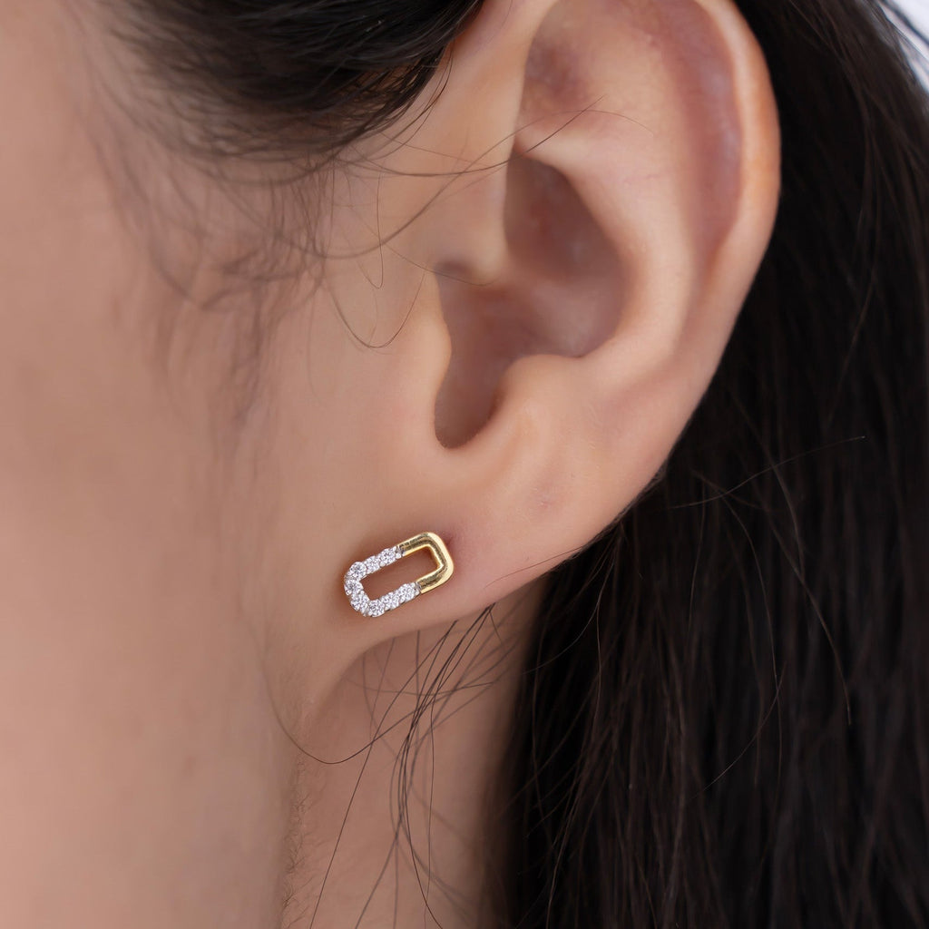 Geometric Diamond Stud Earrings