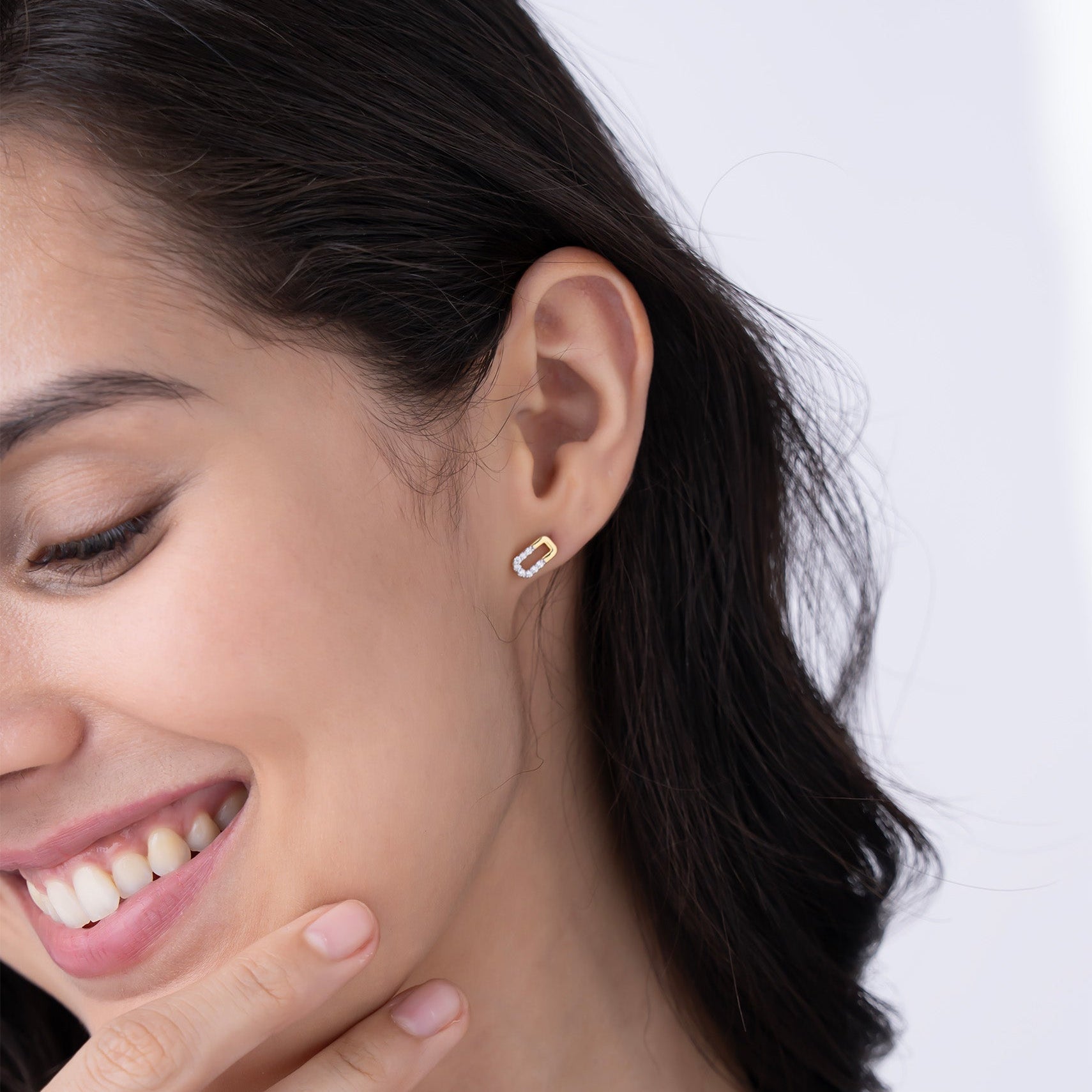 Geometric Diamond Stud Earrings