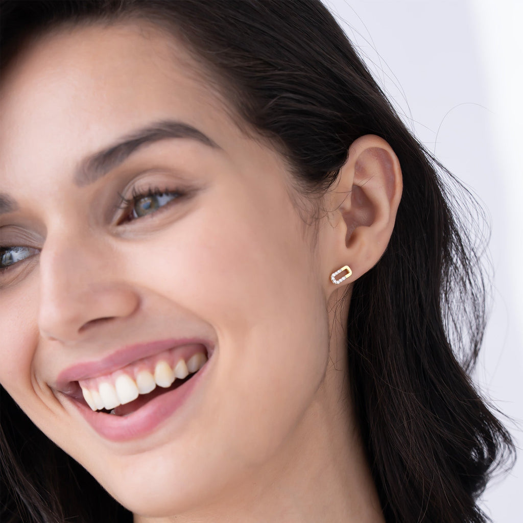 Geometric Diamond Stud Earrings