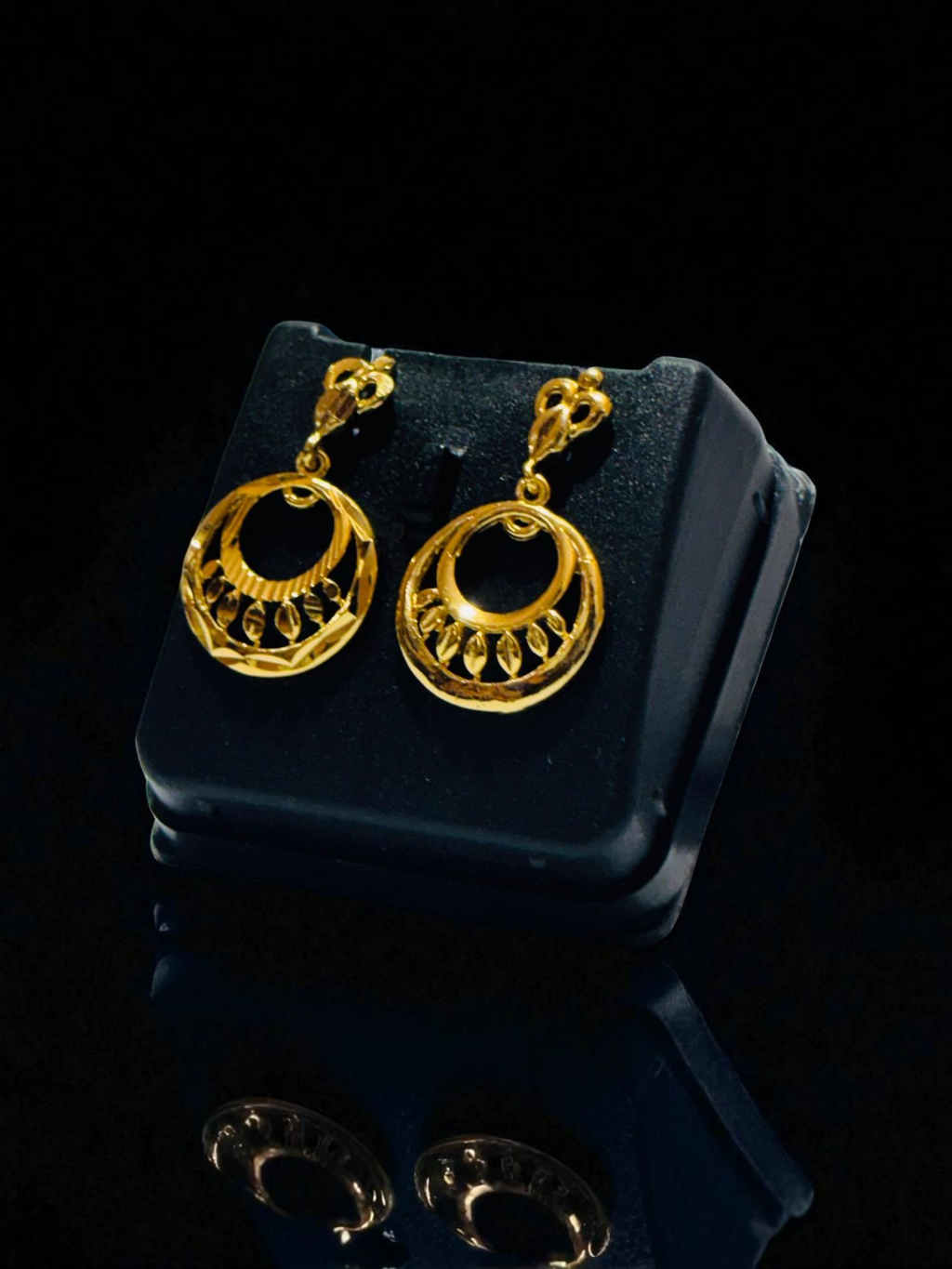 Ethnic Gold Drop Hoop Earrings