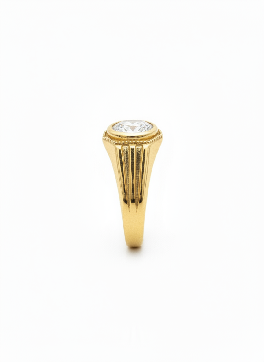 Modern gold solitaire ring