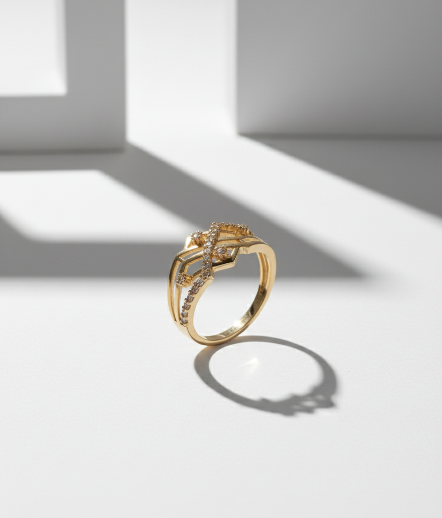 Honeycomb Mesh Sparkle Ring