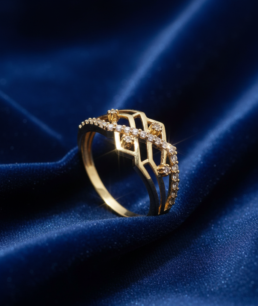 Honeycomb Mesh Sparkle Ring