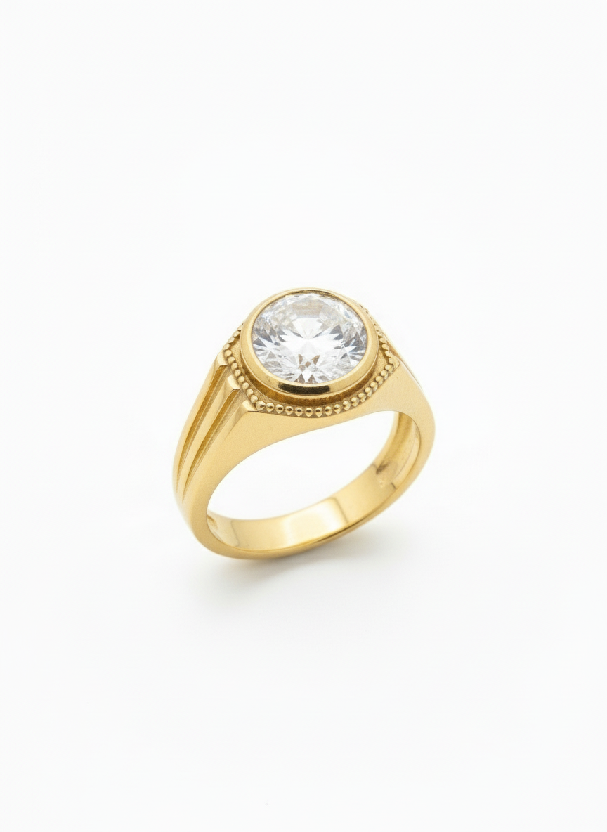 Modern gold solitaire ring
