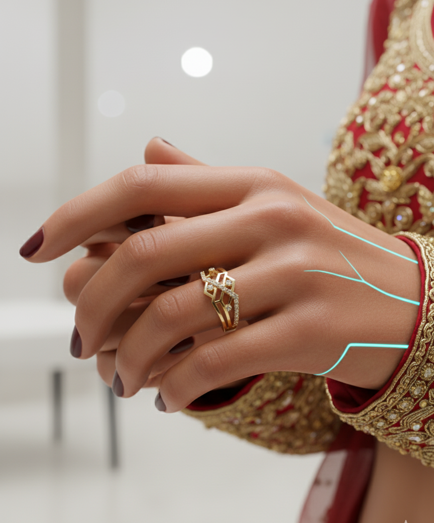 Honeycomb Mesh Sparkle Ring