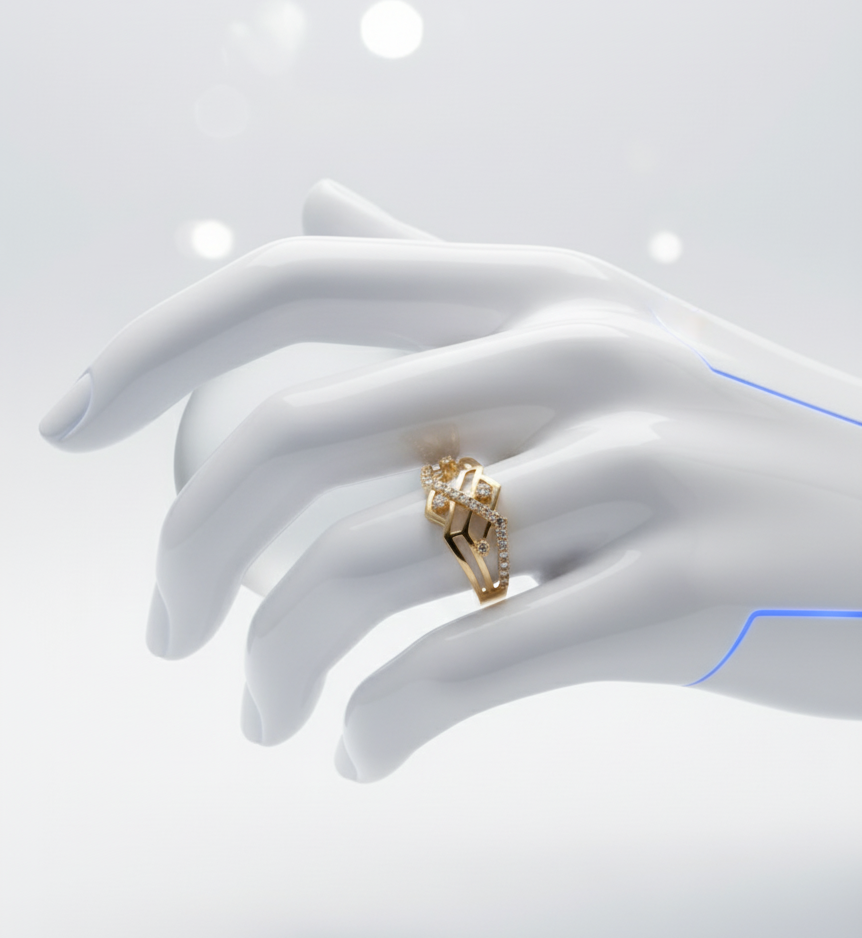 Honeycomb Mesh Sparkle Ring