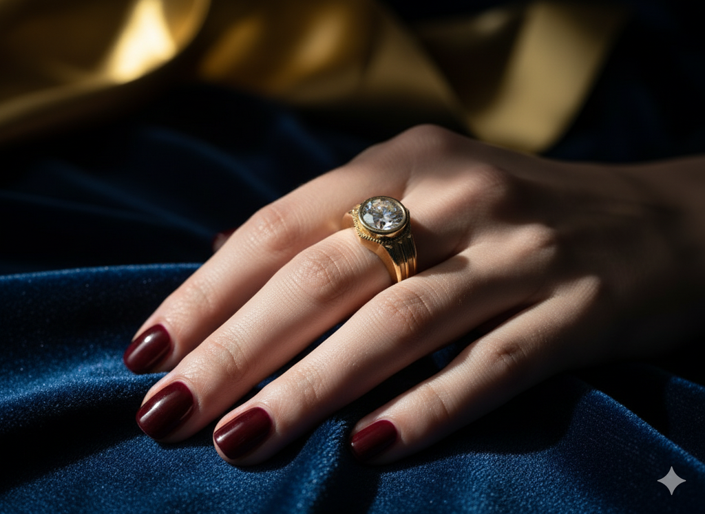 Modern gold solitaire ring