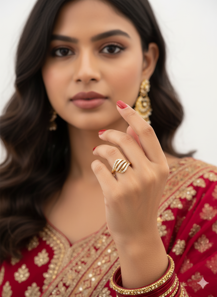 Layered Diamond Gold Band