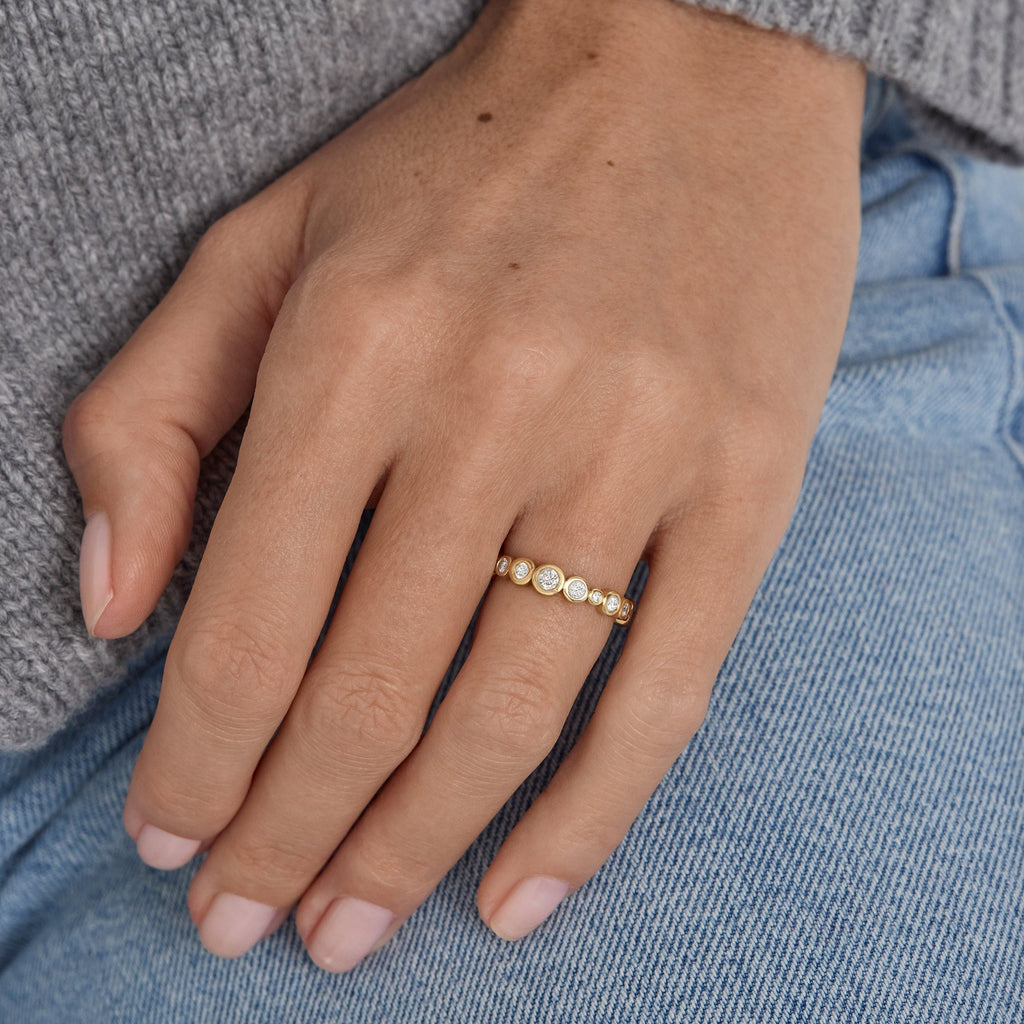 18K Gold Vermeil Diamond Bubble Ring